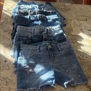 Lot of 7 Cat & Jack and Old Navy Blue Jean girls shorts Size 8